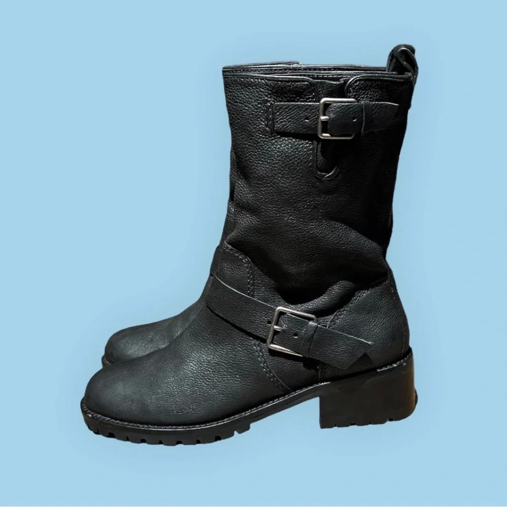 🌻NEW w/tag Cole Haan Black Leather "Hemlock" Moto Boots Women's Size 6.5